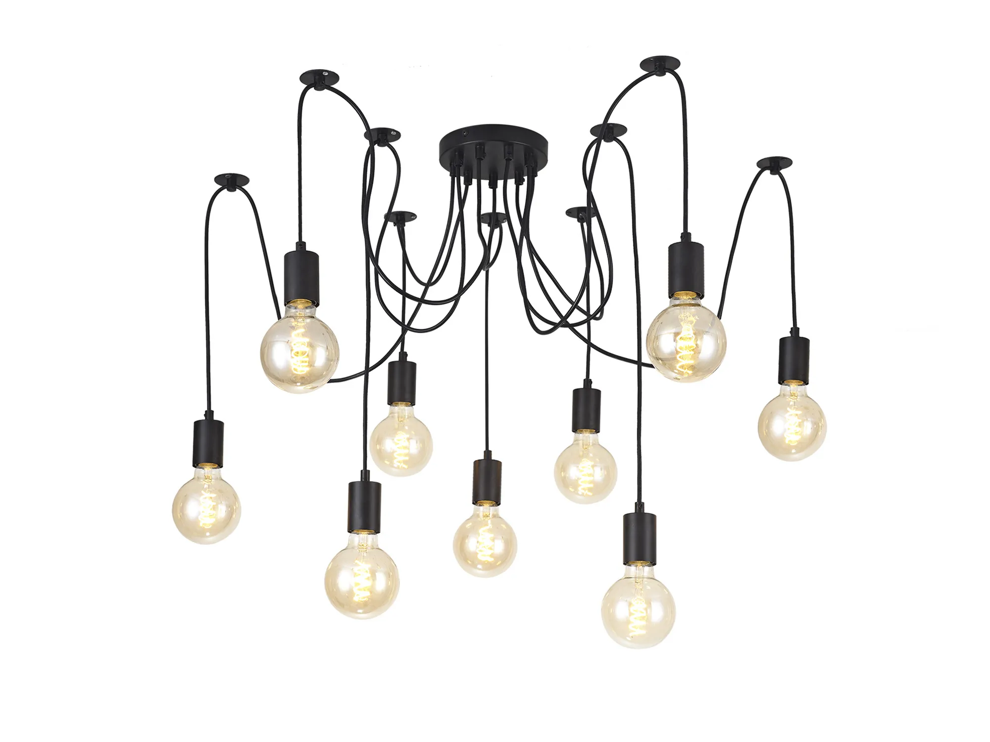 D0633  Dreifa 2.5m Spider/Multiple Pendant, 9 x E27, Black